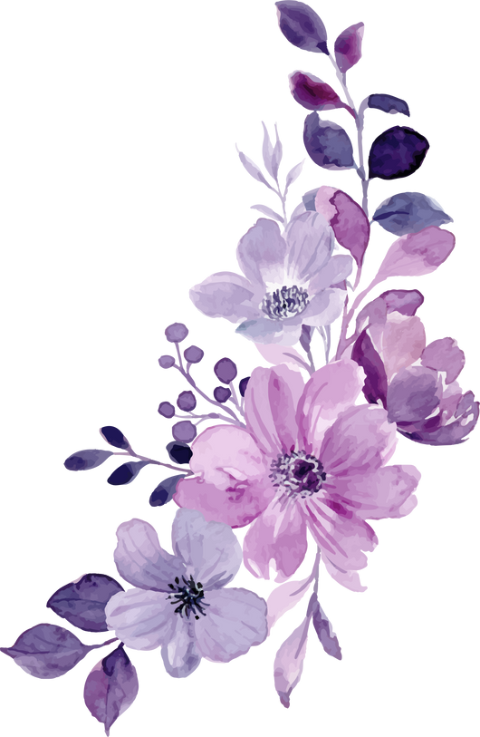 Watercolor purple flower bouquet