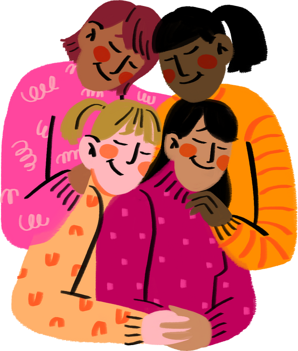 Lineless Cartoony Textured Hugging Women